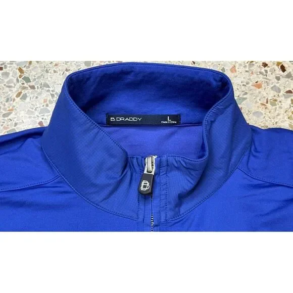 B. Draddy Men's Embroidered Logo‎ Blue 1/4 Zip Pullover Size Large